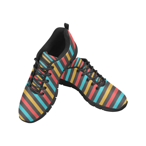retro stripe Women's Breathable Running Shoes/Large (Model 055)