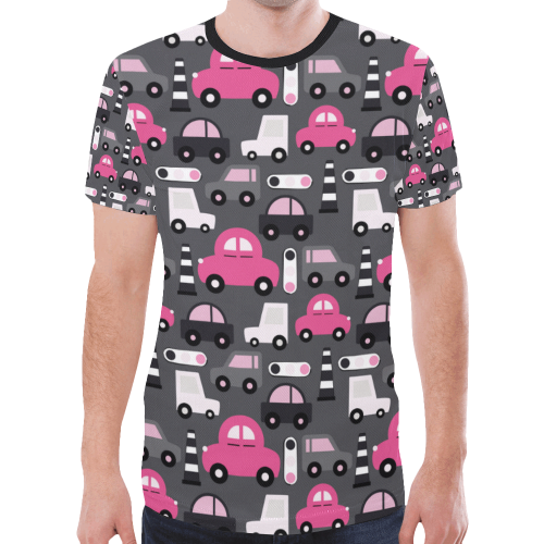 pink toy cars New All Over Print T-shirt for Men/Large Size (Model T45)