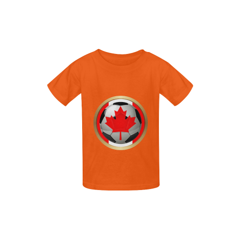 Sports Canadian Flag Soccer Ball Orange Kid's  Classic T-shirt (Model T22)