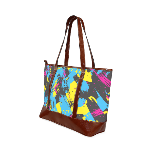 Colorful paint stokes on a black background Tote Handbag (Model 1642)