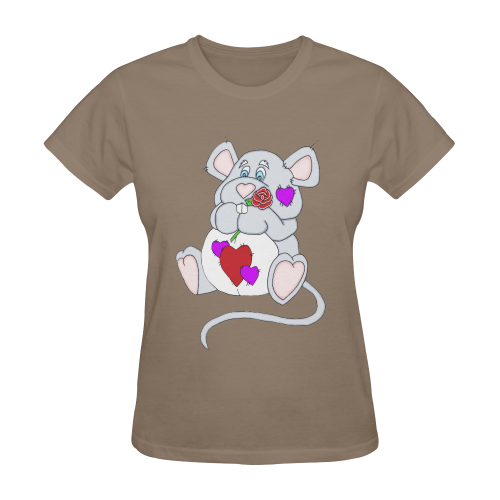Valentine Mouse Brown Sunny Women's T-shirt (Model T05)