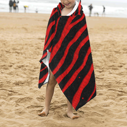 Ripped SpaceTime Stripes - Red Kids' Hooded Bath Towels