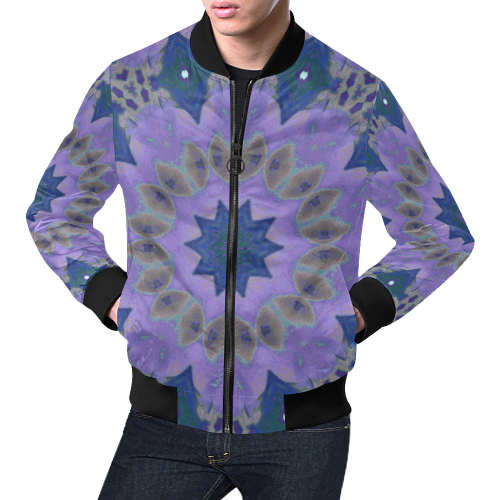 Blue and Purple Mandala All Over Print Bomber Jacket for Men/Large Size (Model H19)