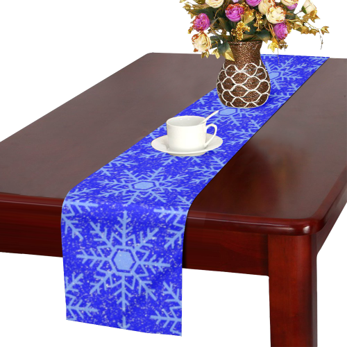 Blue Snowflakes Table Runner 14x72 inch