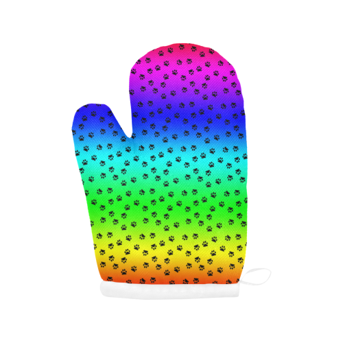 rainbow with black paws Oven Mitt (Two Pieces)