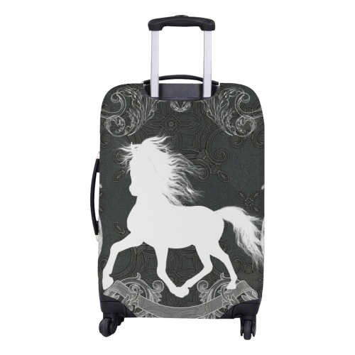 Horse, black and white Luggage Cover/Medium 22"-25"