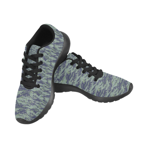 Jungle Tiger Stripe Green Camouflage Men’s Running Shoes (Model 020)