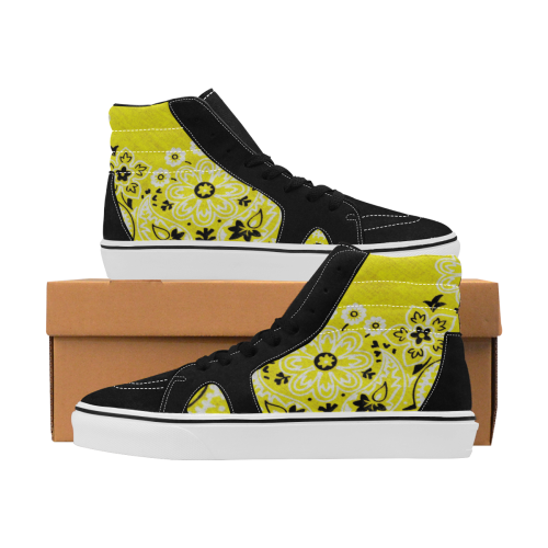 Grunge Yellow Bandana Men's High Top Skateboarding Shoes (Model E001-1)