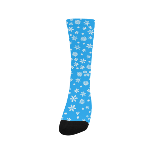 Christmas White Snowflakes on Light Blue Trouser Socks (For Men)
