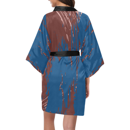 Fired Brick, Classic Blue & Rose Tan Kimono Robe