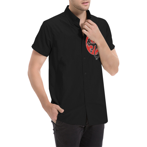 Sun Dragon with Pearl - black Red White Men's All Over Print Short Sleeve Shirt (Model T53)