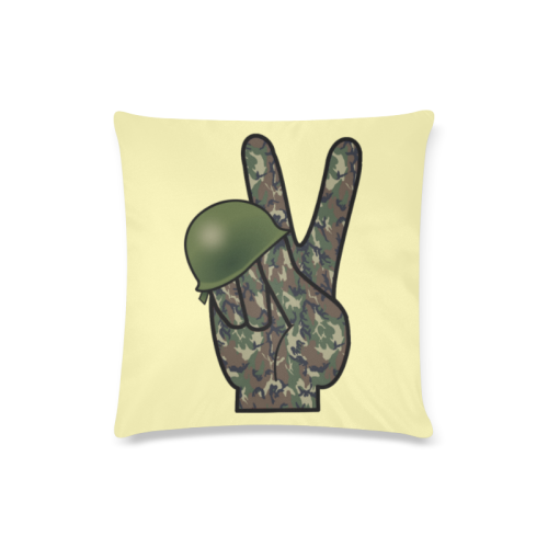 Forest Camouflage Peace Sign on Yellow Custom Zippered Pillow Case 16"x16"(Twin Sides)