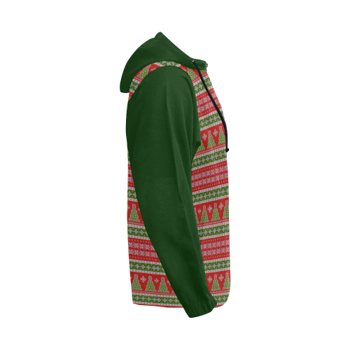 Real Christmas Trees Ugly Sweater (Vest Style) Green All Over Print Full Zip Hoodie for Men (Model H14)