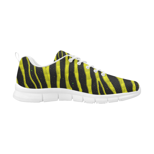 Ripped SpaceTime Stripes - Yellow Women's Breathable Running Shoes/Large (Model 055)