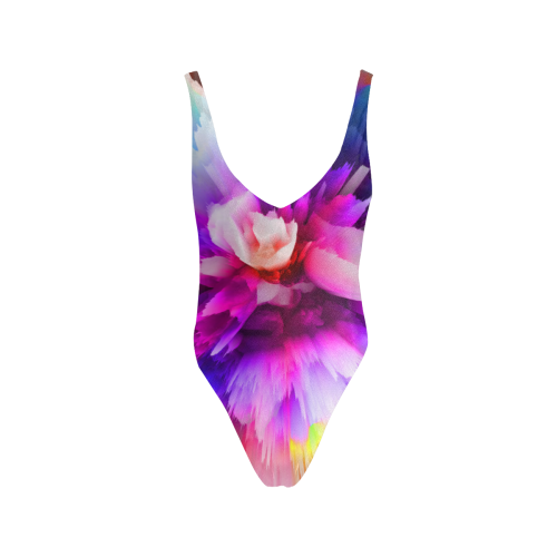 3d flower Sexy Low Back One-Piece Swimsuit (Model S09)
