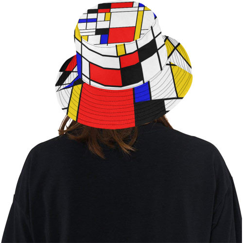 Bauhouse Composition Mondrian Style All Over Print Bucket Hat