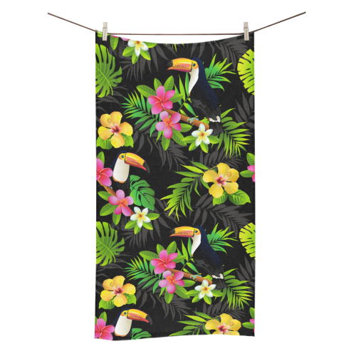 Toucans And Tropical Plants Pattern Bath Towel 30"x56"