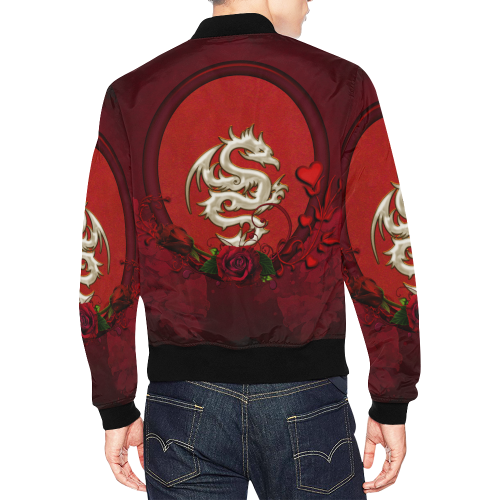 The dragon with roses All Over Print Bomber Jacket for Men (Model H19)