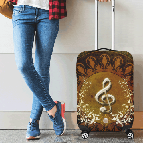 Music, decorative clef with floral elements Luggage Cover/Small 18"-21"