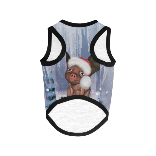 Christmas, cute little piglet with christmas hat All Over Print Pet Tank Top