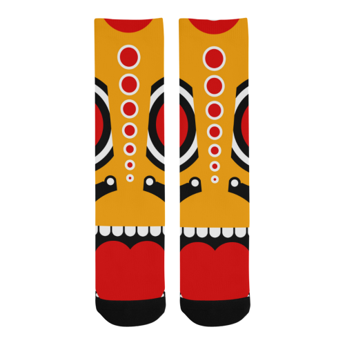 Red Yellow Tiki Tribal Men's Custom Socks