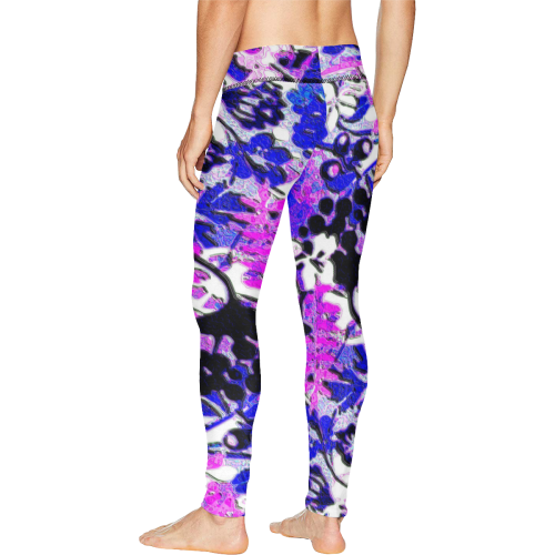 floral abstract in shades of blue Men's All Over Print Leggings (Model L38)