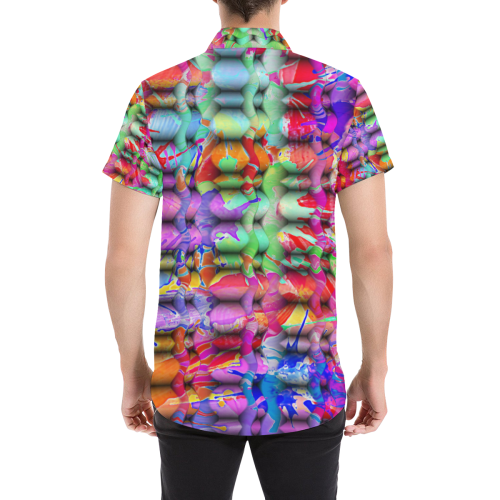 Splashes Cattice Composing - Psychedelic Colored Men's All Over Print Short Sleeve Shirt (Model T53)