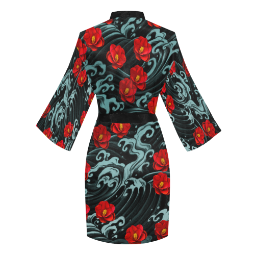 Kurosawa Camellias Long Sleeve Kimono Robe