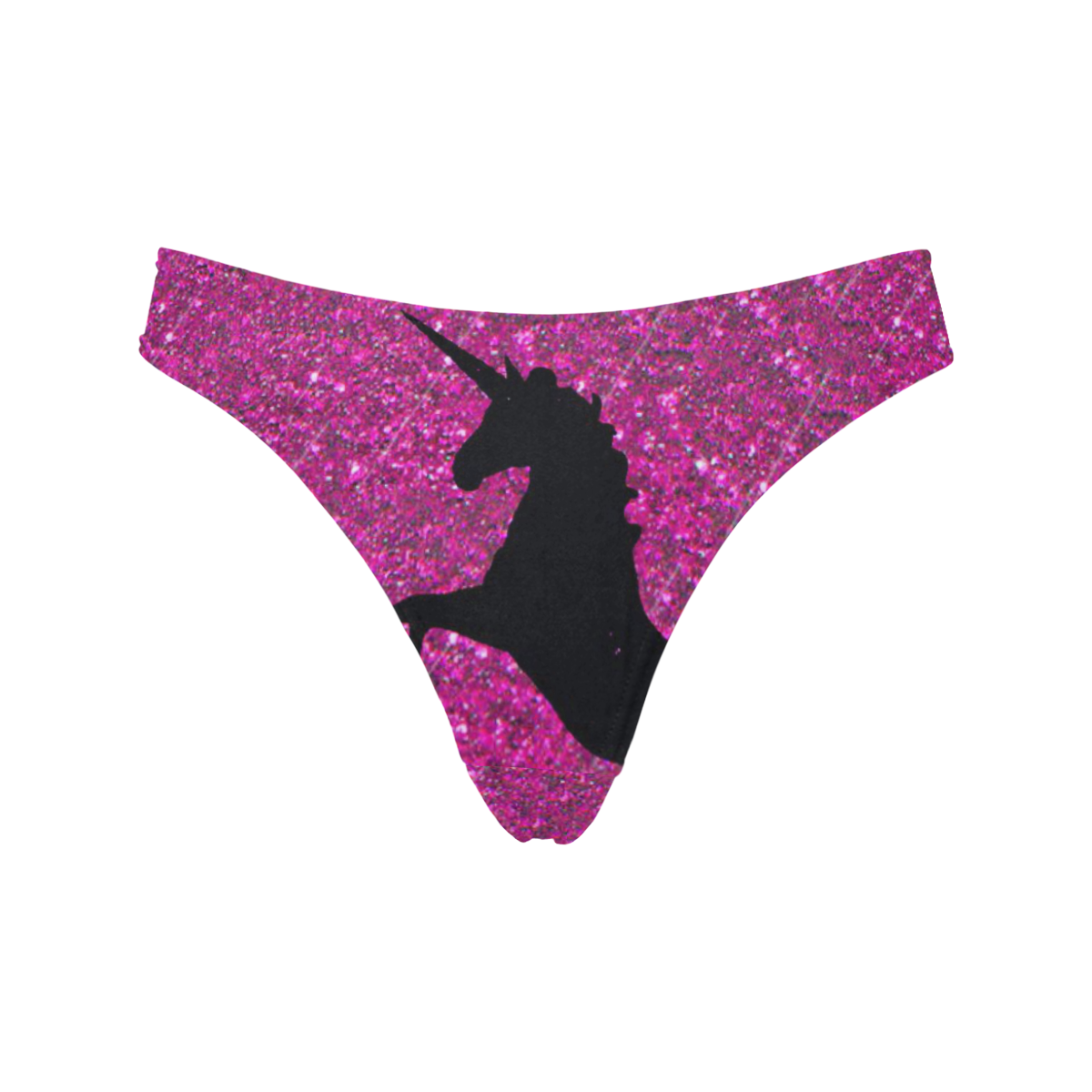unicorn on pink glitter Women's All Over Print Thongs (Model L30) ID