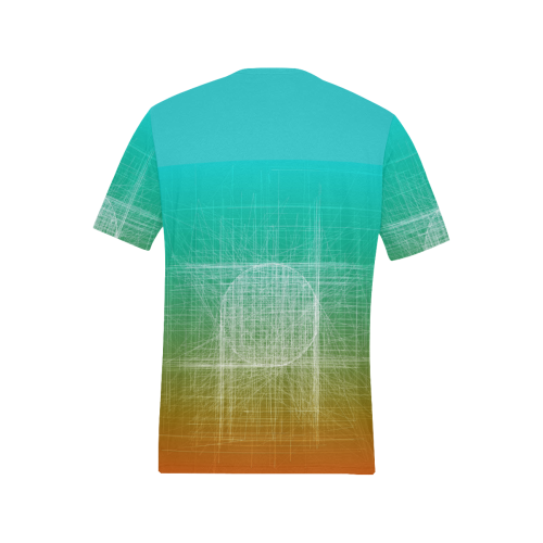 Retro Glitch in Green - Turquoise and Orange Men's All Over Print T-Shirt (Solid Color Neck) (Model T63)