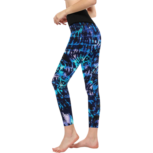 Blue Cosmos Shibori Pattern Women's All Over Print High-Waisted Leggings (Model L36)