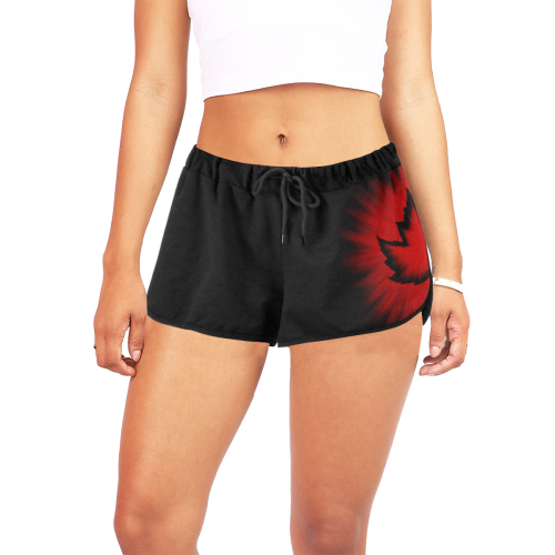 Canada Shorts Cool Black Women's All Over Print Relaxed Shorts (Model L19)