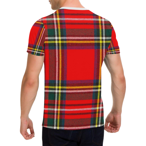 STEWART ROYAL MODERN HEAVY WEIGHT TARTAN Men's All Over Print T-Shirt with Chest Pocket (Model T56)