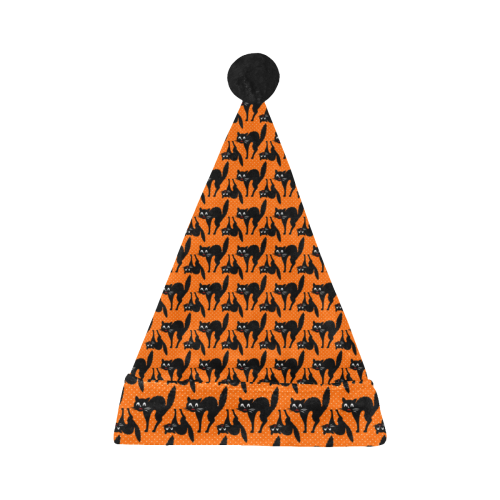 Halloween Scaredy Cat Pattern Santa Hat