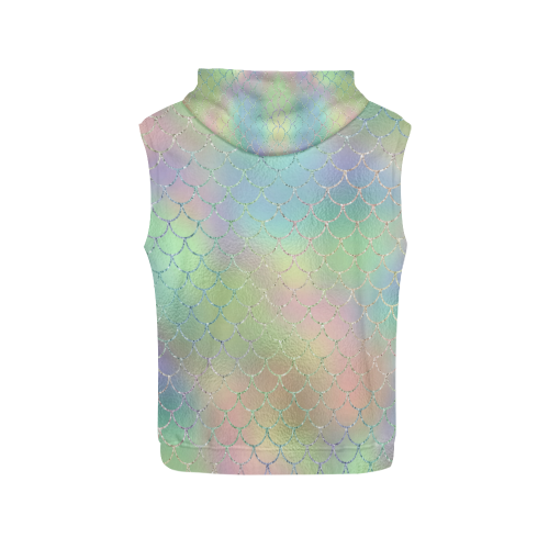 Pastel Mermaid Sparkles All Over Print Sleeveless Hoodie for Women (Model H15)