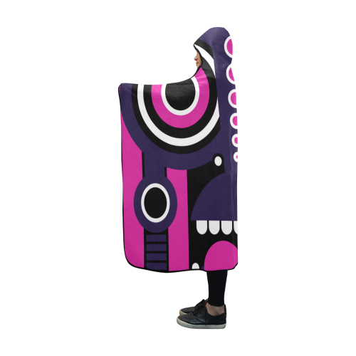 Pink Purple Tiki Tribal Hooded Blanket 60''x50''