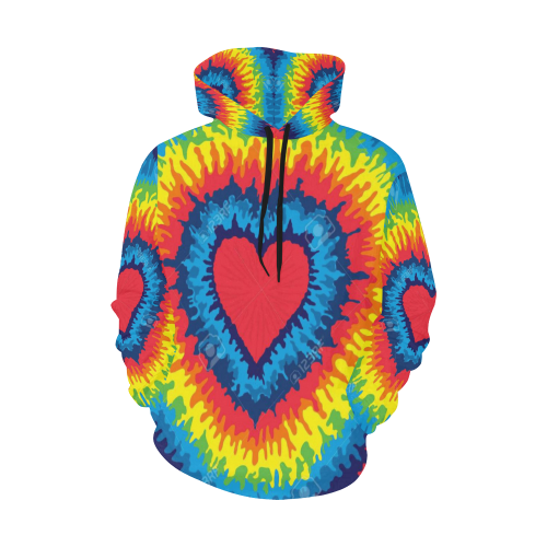 Tie Died Heart Hoodie All Over Print Hoodie for Women (USA Size) (Model H13)