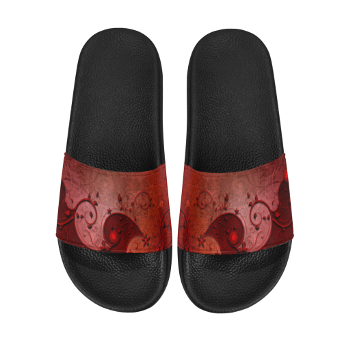 Soft decorative floral design Men's Slide Sandals (Model 057)