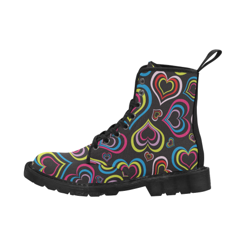 rainbow hearts gif Martin Boots for Men (Black) (Model 1203H)
