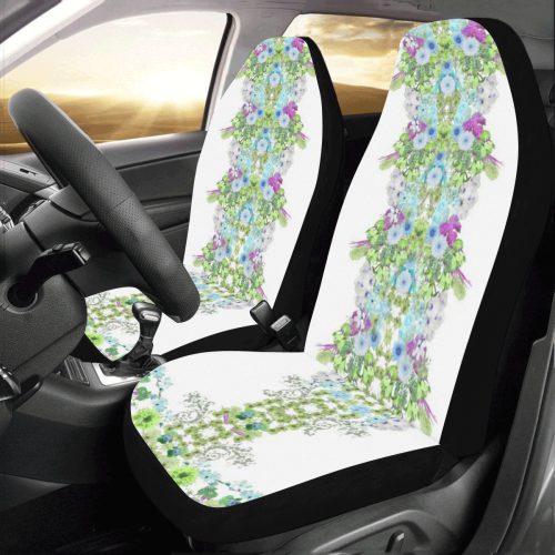 floral blanc aqua Car Seat Covers (Set of 2)
