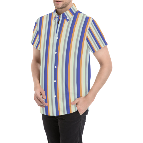 Fun Stripes 3 Men's All Over Print Short Sleeve Shirt (Model T53)