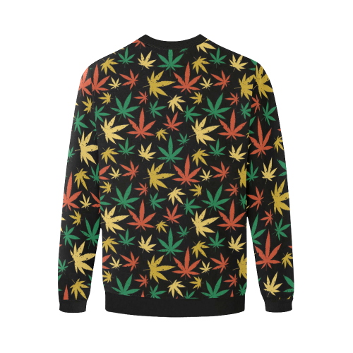 Cannabis Pattern Men's Oversized Fleece Crew Sweatshirt/Large Size(Model H18)