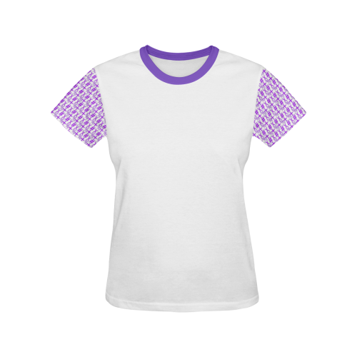 NUMBERS Collection Symbols Sleeves Purple/White All Over Print T-shirt for Women/Large Size (USA Size) (Model T40)
