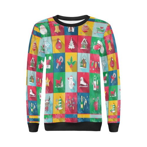 Christmas Calender by Nico Bielow All Over Print Crewneck Sweatshirt for Women (Model H18)