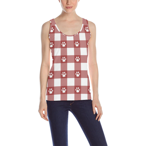 Plaid and paws All Over Print Tank Top for Women (Model T43)