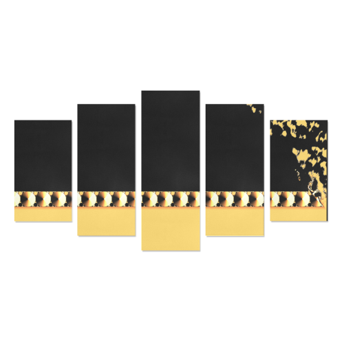 Yellow and Black Geometric Abstract Canvas Print Sets A (No Frame)