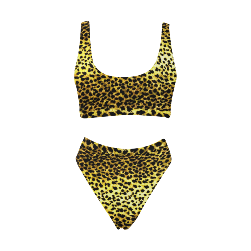 LEOPARD version 2 Sport Top & High-Waisted Bikini Swimsuit (Model S07)