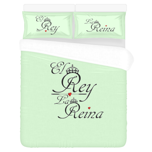 Wedding El Rey y La Reina - The King and Queen - Green 3-Piece Bedding Set