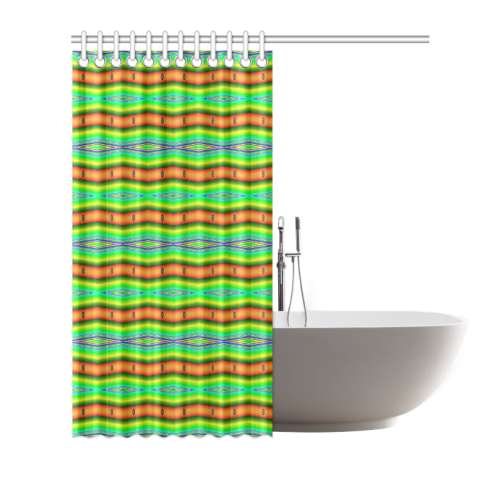 Bright Green Orange Stripes Pattern Abstract Shower Curtain 72"x72"