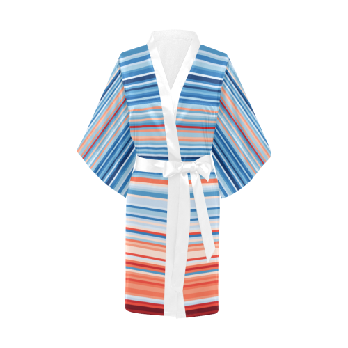 blue and coral stripe 2 Kimono Robe